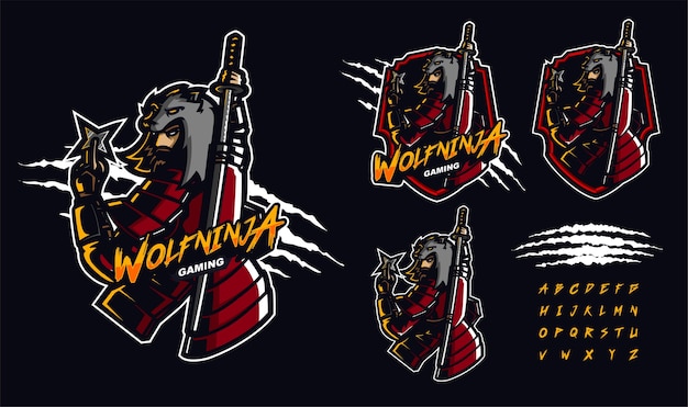 Wolf ninja premium mascot logo template