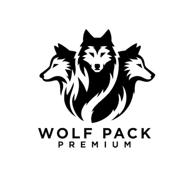 Vector wolf pack logo icon design illustration