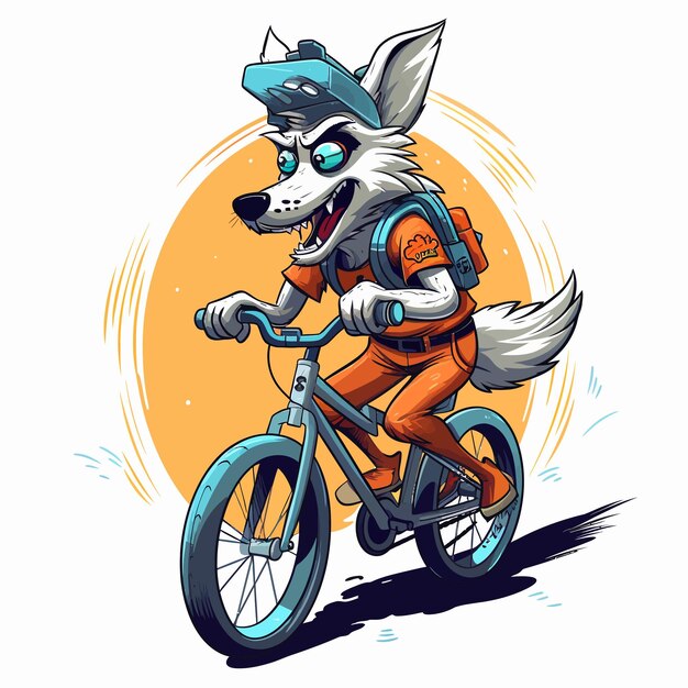 Wolf riding bicycle