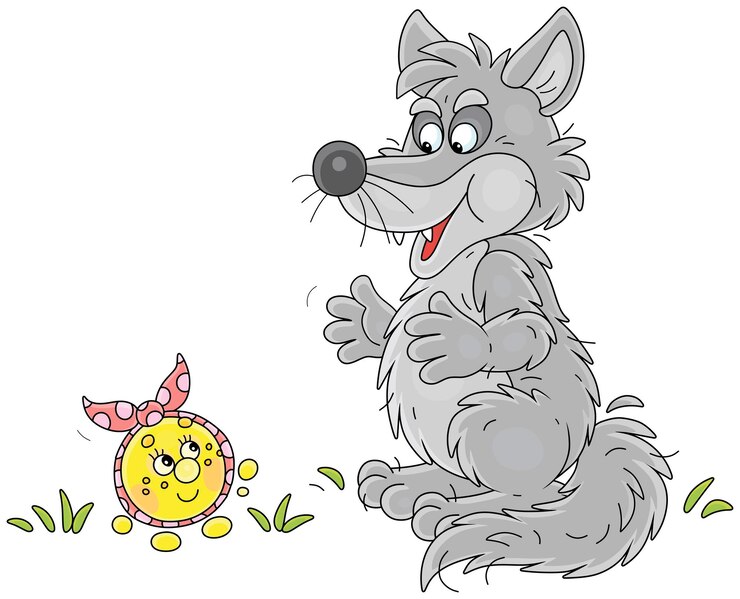Wolf and a round happy yellow character