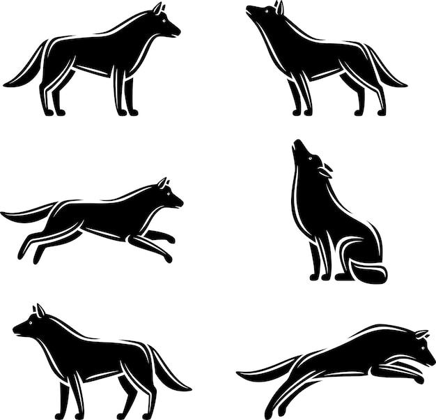 Vector wolf set vector