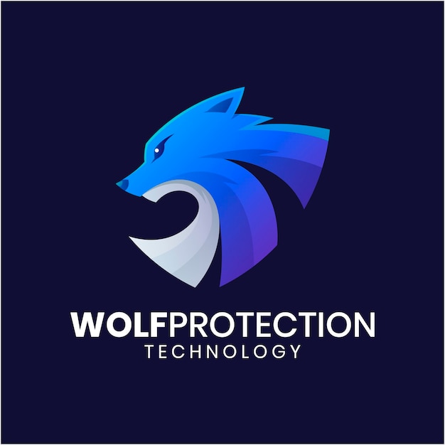 Wolf shield colorful logo design