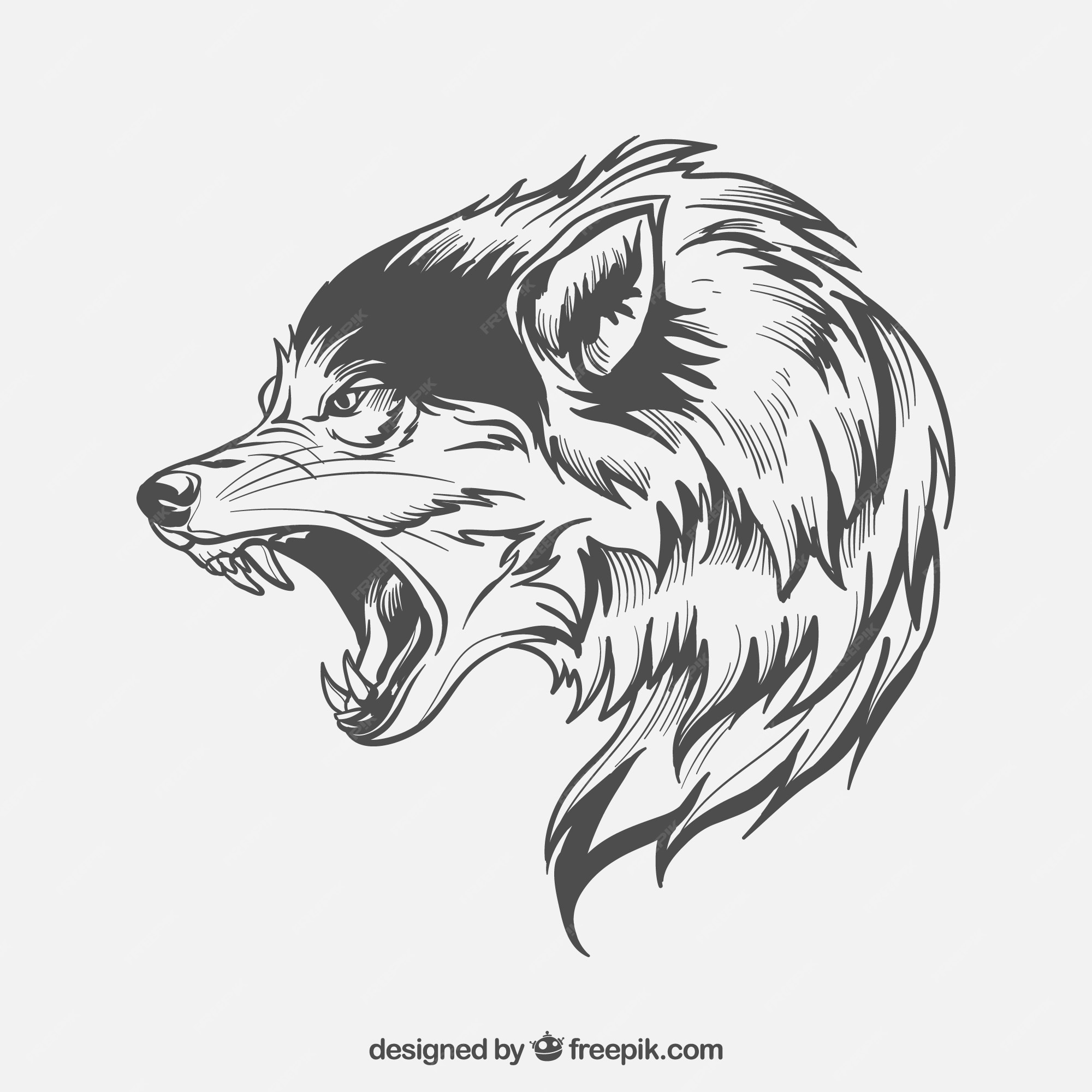 Premium Vector | Wolf side-face