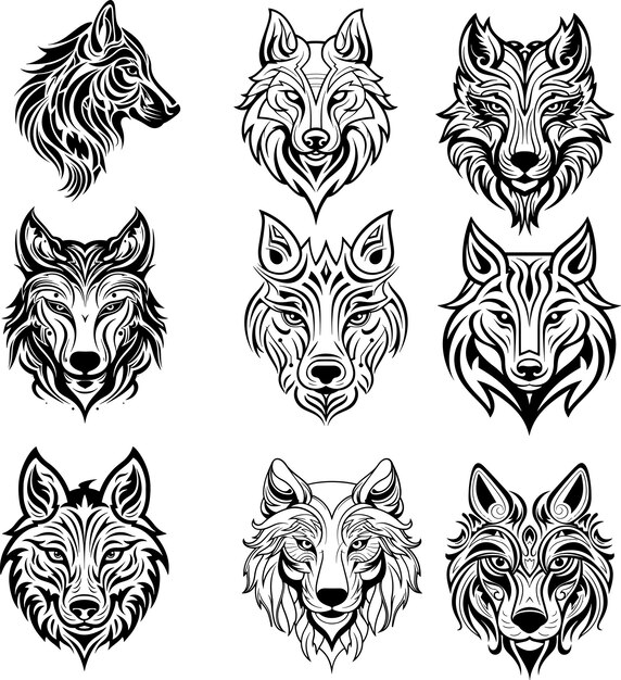 狼のシルエット ロゴのベクトルイラスト