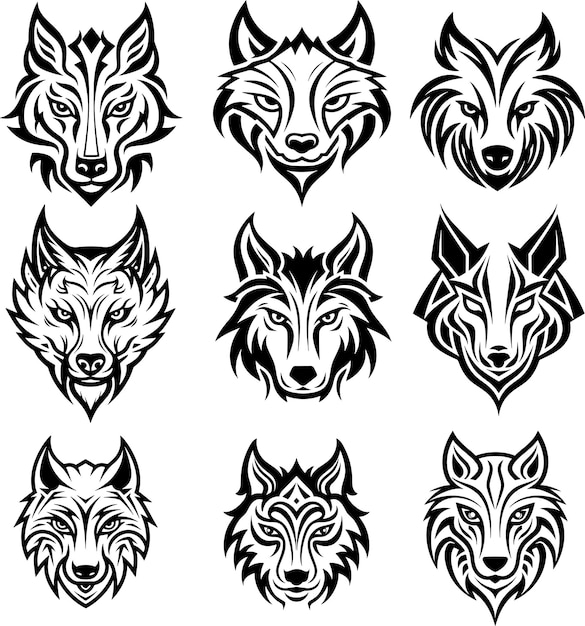 Векторная иллюстрация логотипа с силуэтом волка