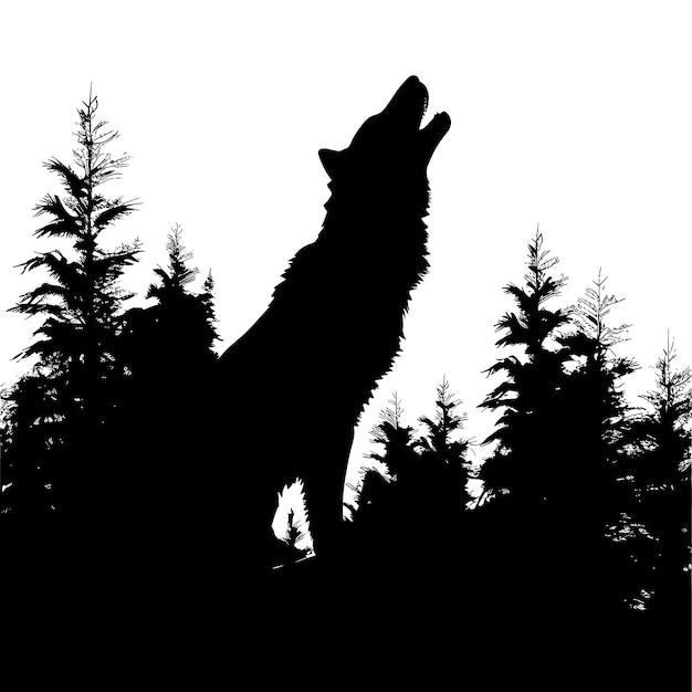 Vector wolf silhouette vector illustration