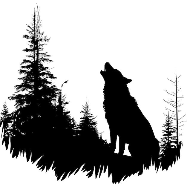 Vector wolf silhouette vector illustration