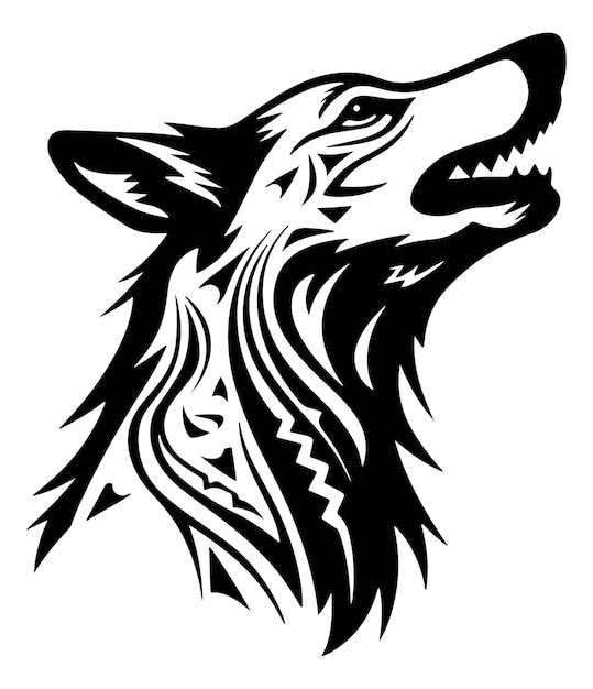 Vector wolf silhouette vector tribal wolf tattoo