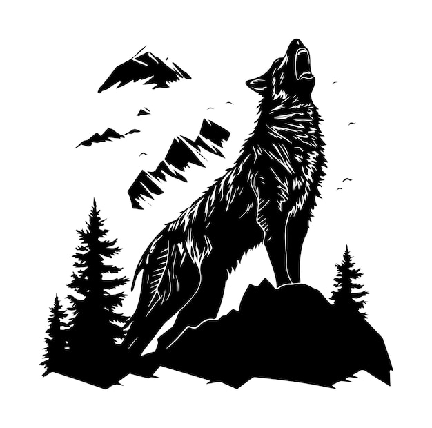 Vector wolf silhouette