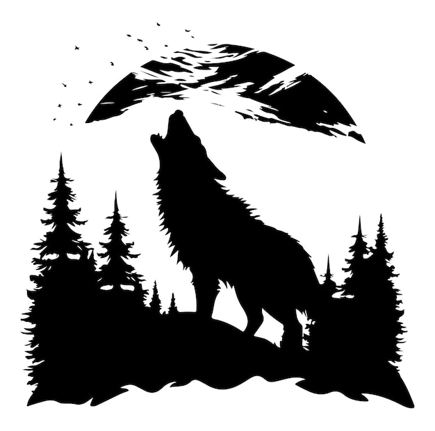 Vector wolf silhouette