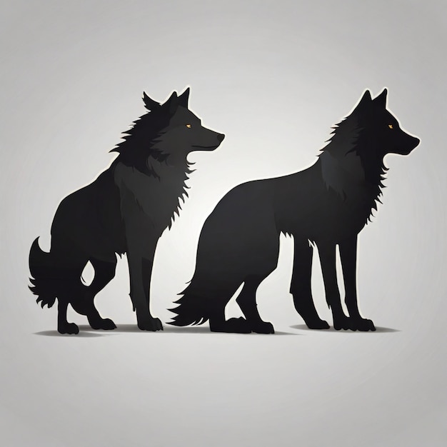 Vector wolf silhouettes vector background