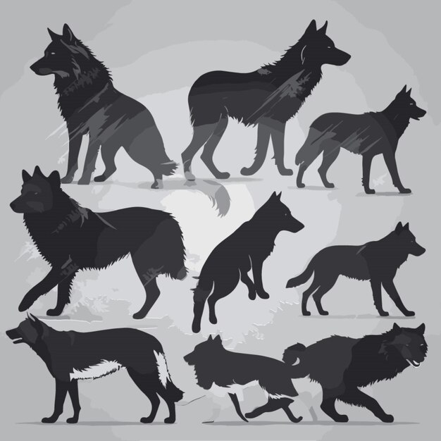 Vector wolf silhouettes vector