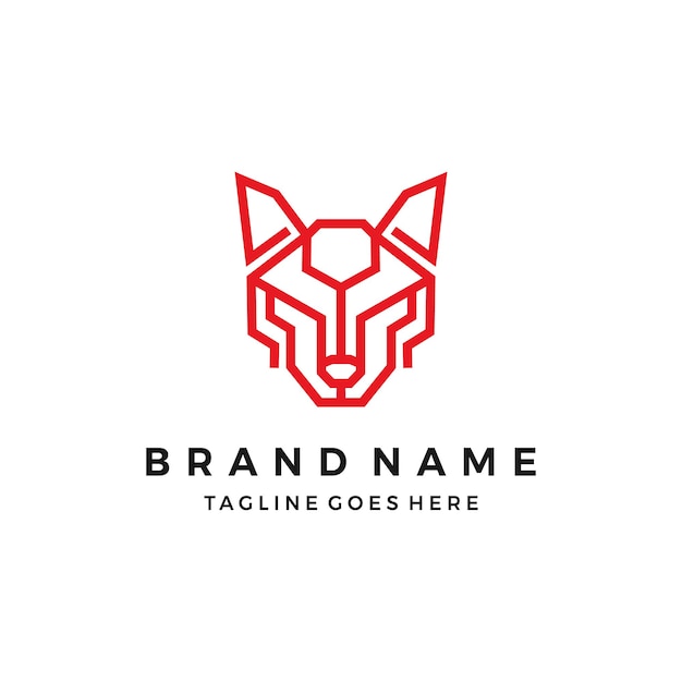 Wolf tech logo-ontwerp. wolf lijn kunst pictogram vectorillustratie