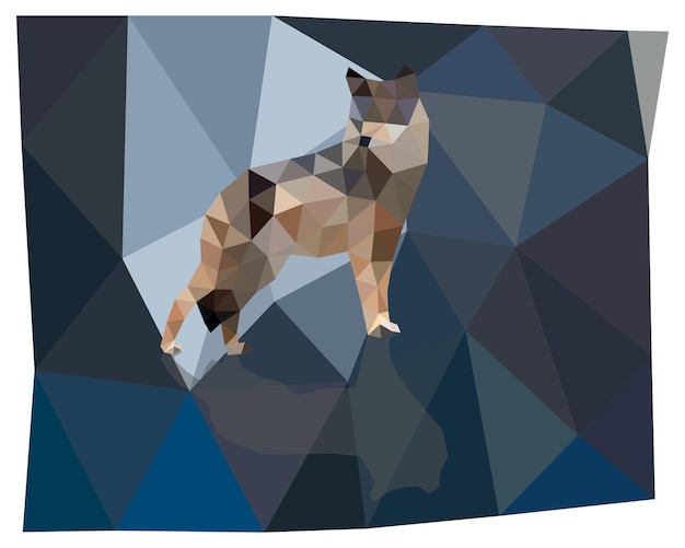 Вектор Триангуляция волка многоугольные силуэты животных векторная иллюстрация