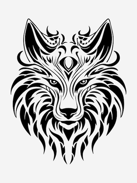wolf tribal tattoo design element
