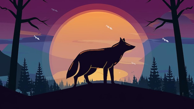 Wolf vector illustration flat design