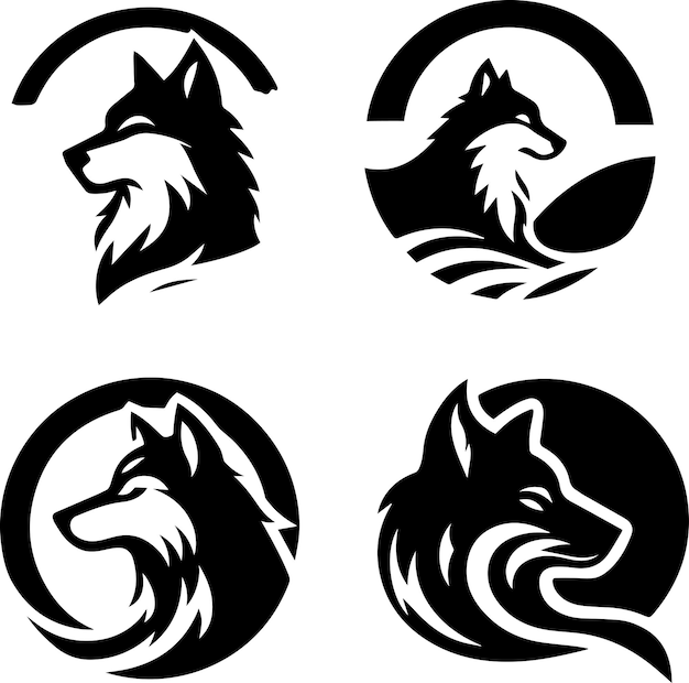 Silhouette del concetto di logo vettoriale lupo 9