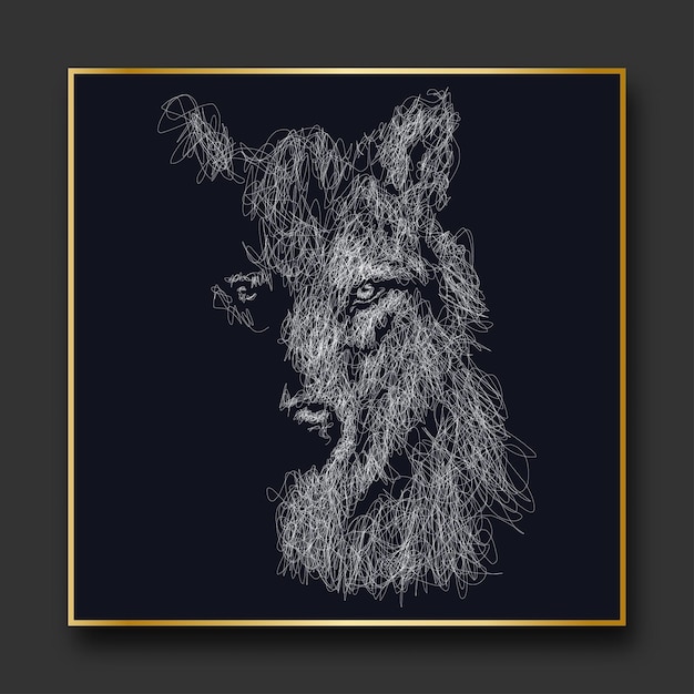 Wolf vector sketch illustration scribble art