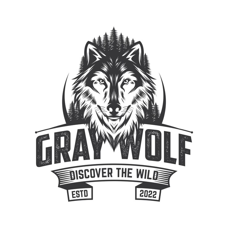 Vector wolf vintage logo vectorillustratie