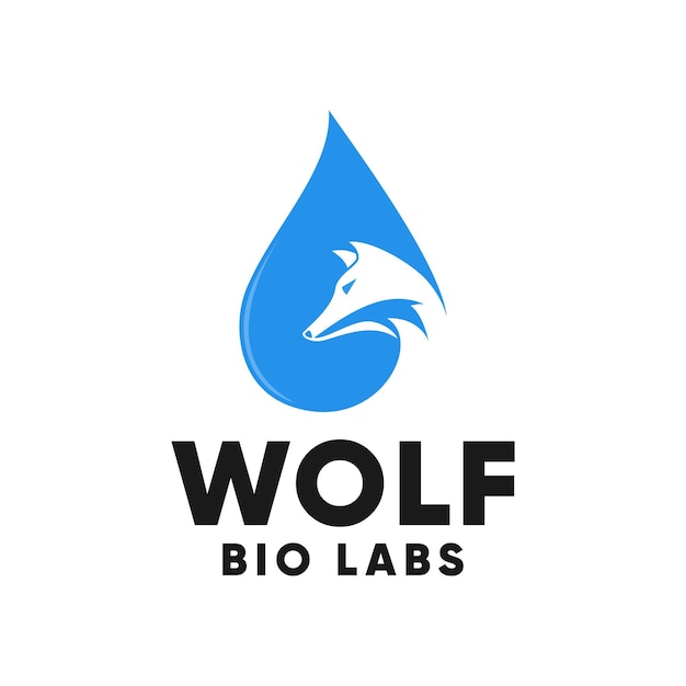 wolf vos waterdruppels labs negatieve ruimte logo inspiratie