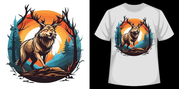 Vector a wolf walking in the forest