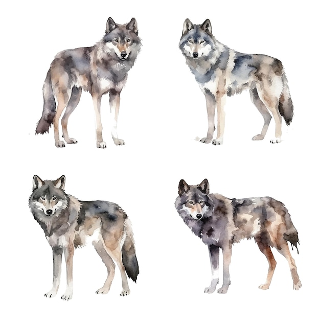 Wolf watercolor paint collection