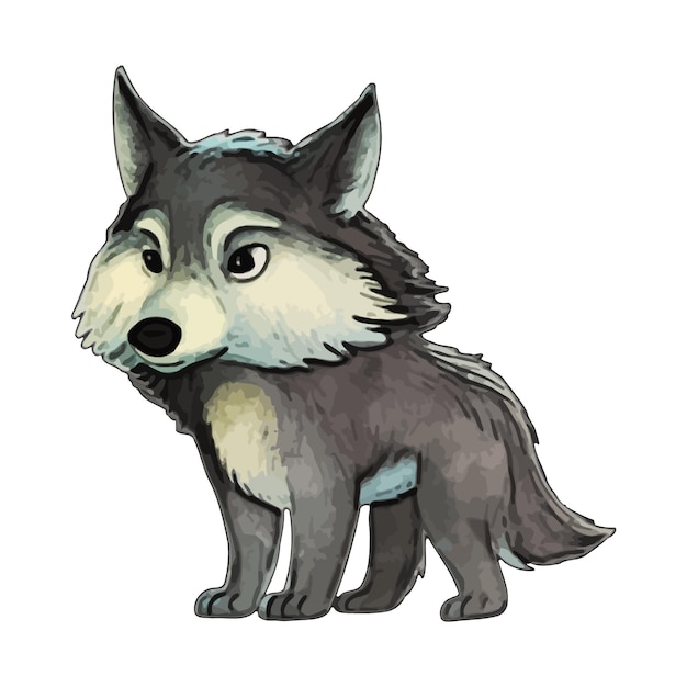 Wolf Watercolor vector Illustration