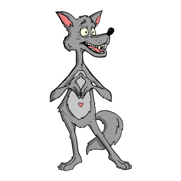 Wolf on white background cute cartoon . illustration