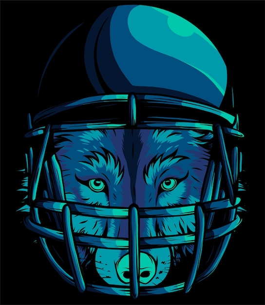 Vector the wolf who became the mascot of american football and wore the helmet of an american football player