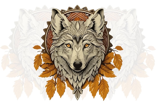 A wolf with a golden crown and orange eyes.