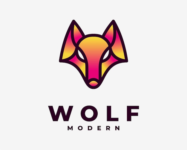 Vector wolf wolves fox vulpes angry beast face head colorful gradient trendy modern vector logo design