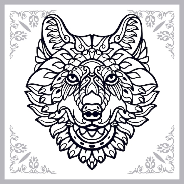 Wolf zentangle arts isolated on white background