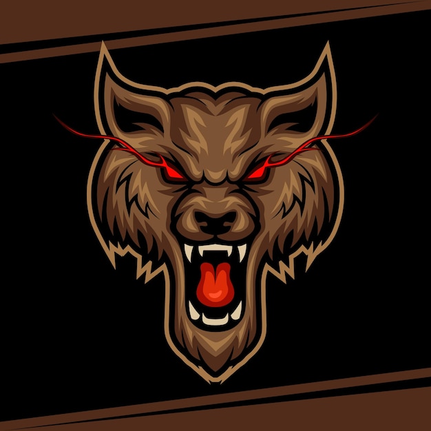 Wolfmascotte voor sport- en esports-logo