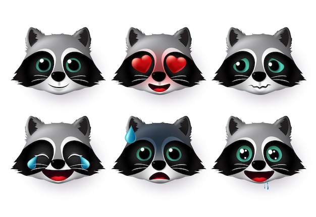 Wolfs emoticon vector set wolf emojis face avatar character in  hungry scared laughing exhausted