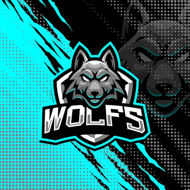 Vector wolfs mascot logo design illustration