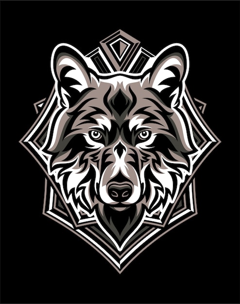 Wolfshoofd met geometrische insigne