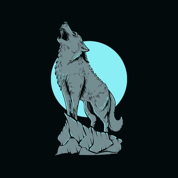 Vector wolfsillustratie voor t-shirtontwerp