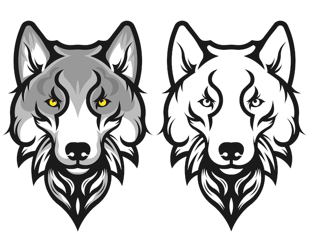 Vector wolfskop vectorillustratie voor tatoeage