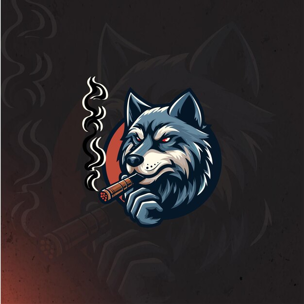 Vector wolfsmokingcigarmascotlogo