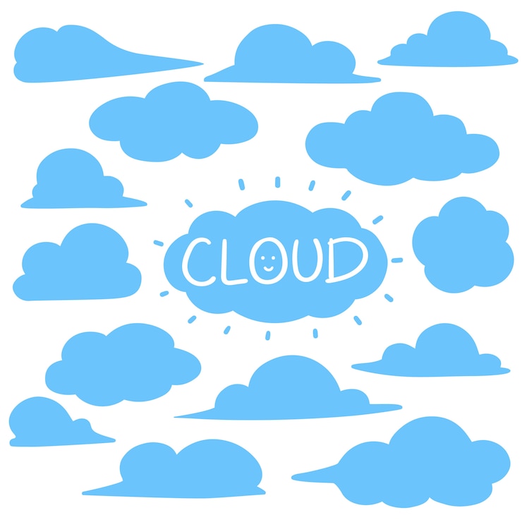 Vector wolk elementen instellen hand getrokken stijl