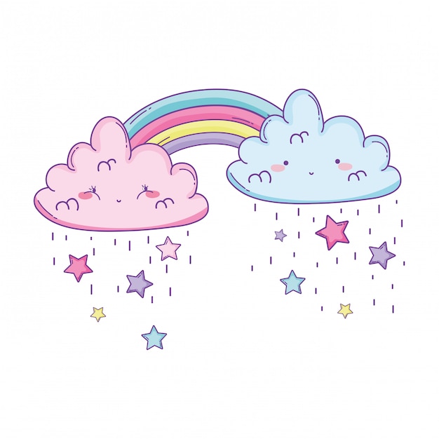 Wolk en regenboog leuke cartoon