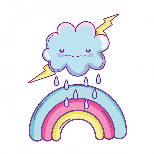 Wolk en regenboog leuke cartoon