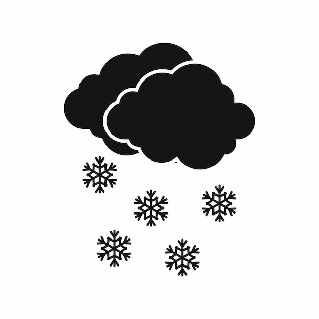 Wolk en sneeuwvlokkenpictogram in eenvoudige stijl geïsoleerde vectorillustratie