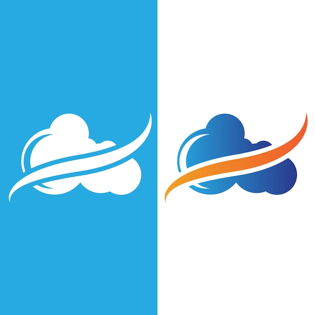 Vector wolk en zon logo ontwerp lucht landschap illustratie merkidentiteit vector