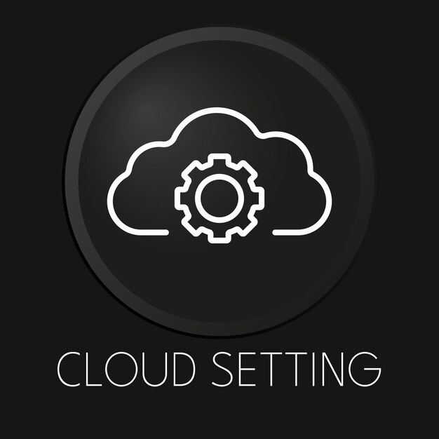 Wolk instellen minimale vector lijn pictogram op 3D-knop geïsoleerd op zwarte achtergrond Premium Vector