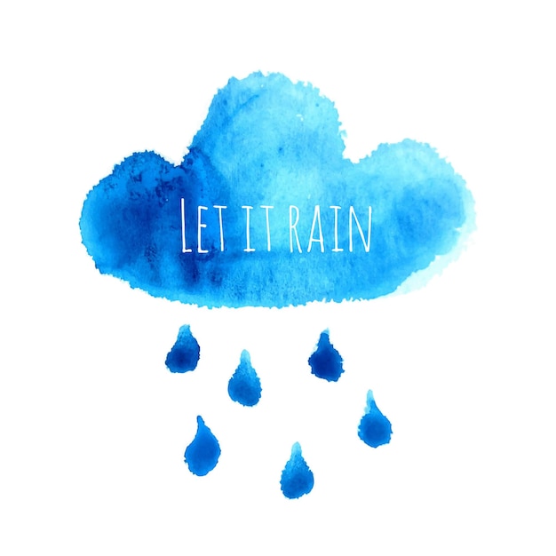 Wolk met regendruppels aquarel illustratie Let it rain