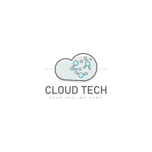 Wolk met verbindingstechnologie logo ontwerp pictogram illustratie