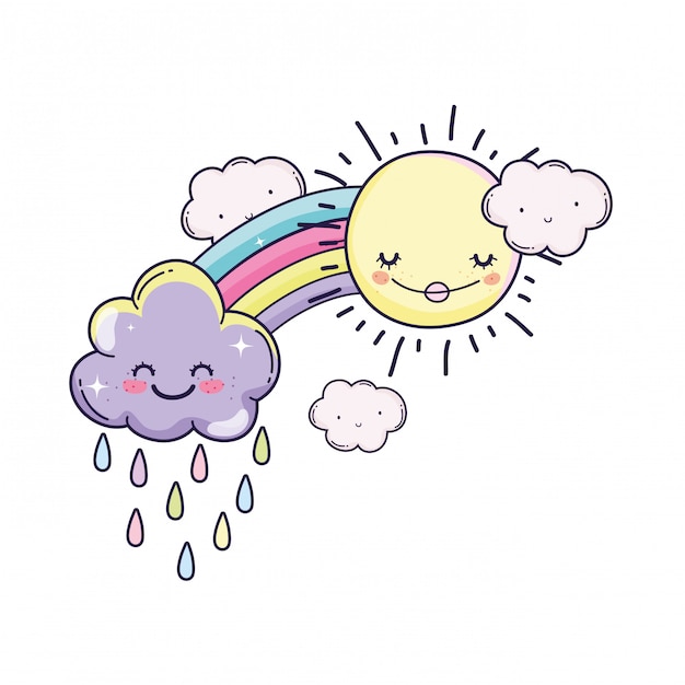 Wolken en regenboogbeeldverhaal