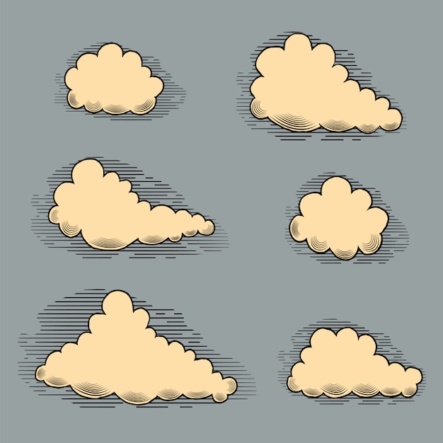 Wolken gravure vintage elementen voor ontwerp.