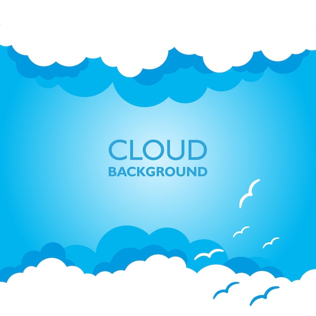 Wolken in de lucht met zonnestralen platte vectorillustratie in cartoon-stijl blauwe kleurrijke background